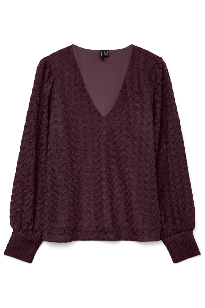 VMBECCA LS V-NECK LACE TOP JRS NOOS 10336137 Winetasting